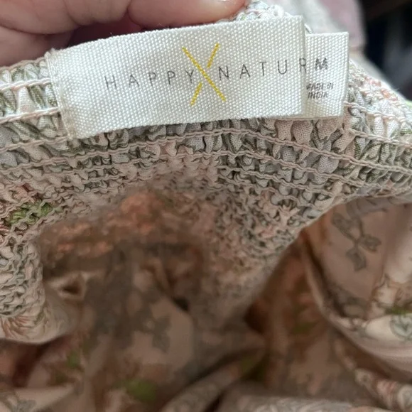 Happy X Nature Floral Bohemian Cotton Strapless Tiered Maxi Dress Size Medium - Picture 3 of 4